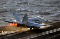 FA 18 Hornet Navy Fighter Jet taking off